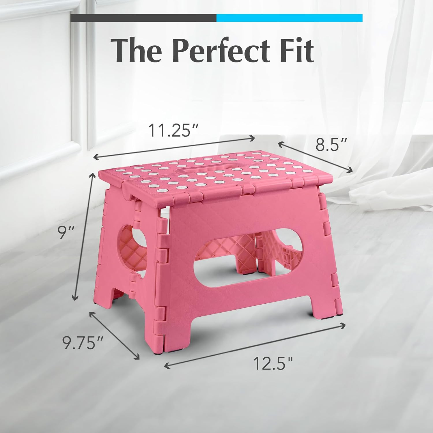 Folding Step Stool for Adults & Kids, 9 Inch Sturdy Plastic Step Stool Foldable