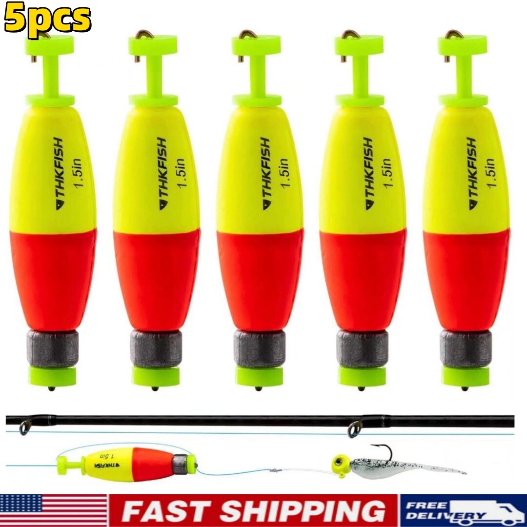THKFISH 5pcs Fishing Bobbers Weighted Fishing Buoy EVA Foam Spring Fishing Cork