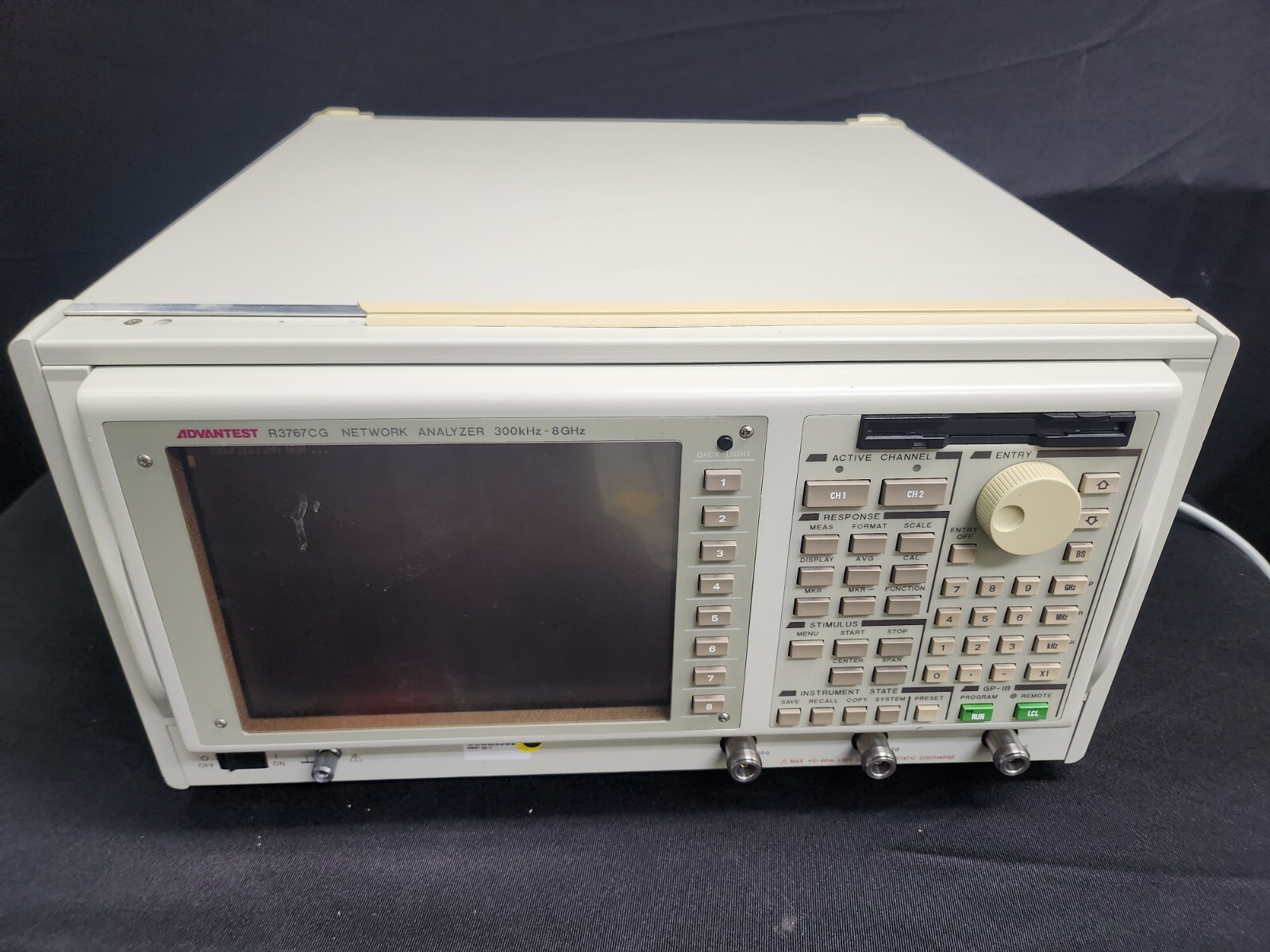 Advantest  R3767CG: Network Analyzer, 300 kHz - 8 GHz, W/opt. 11, As-Is (0336)
