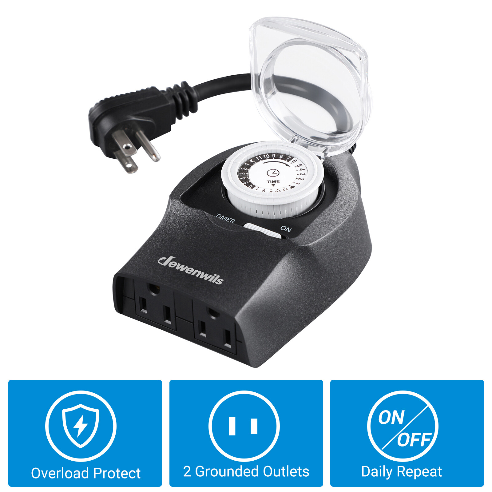 DEWENWILS Outdoor Light Timer Outlet Timer Switch for Lights Programmable