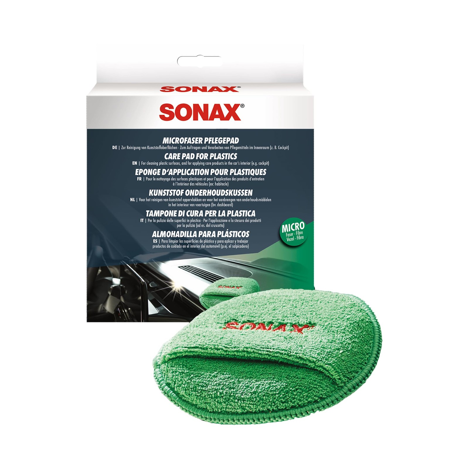 SONAX Care Pad for Plastics | Interior Trim & Dashboard Applicator | One