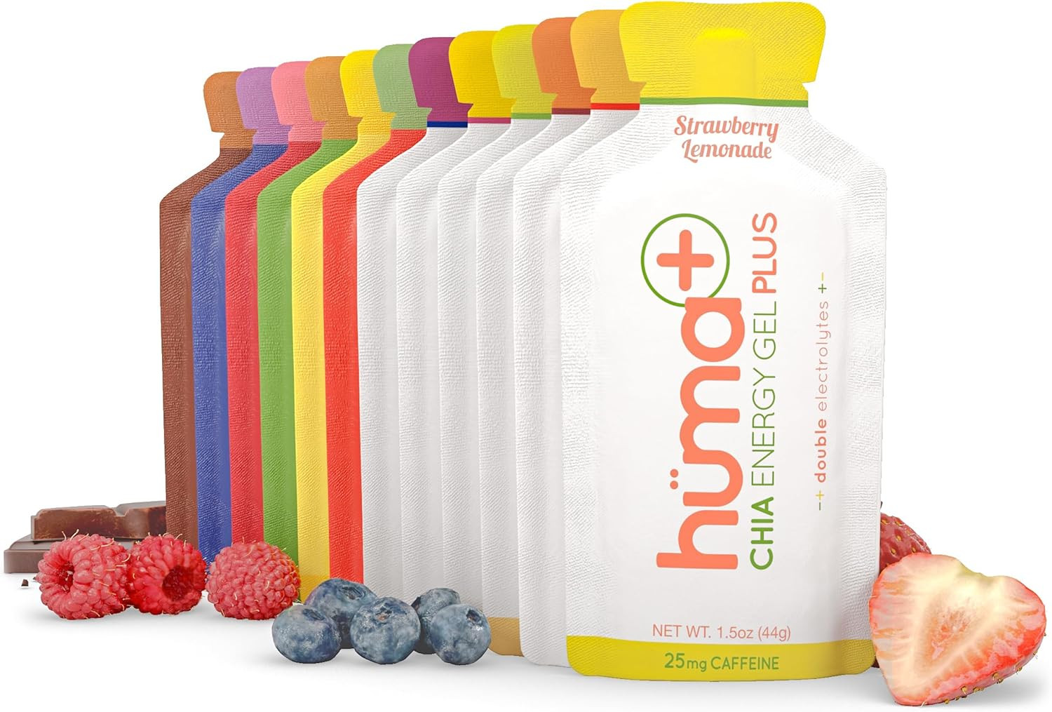 Huma plus (Double Electrolytes) Chia Energy Gel, Variety Pack - Stomach Friendly