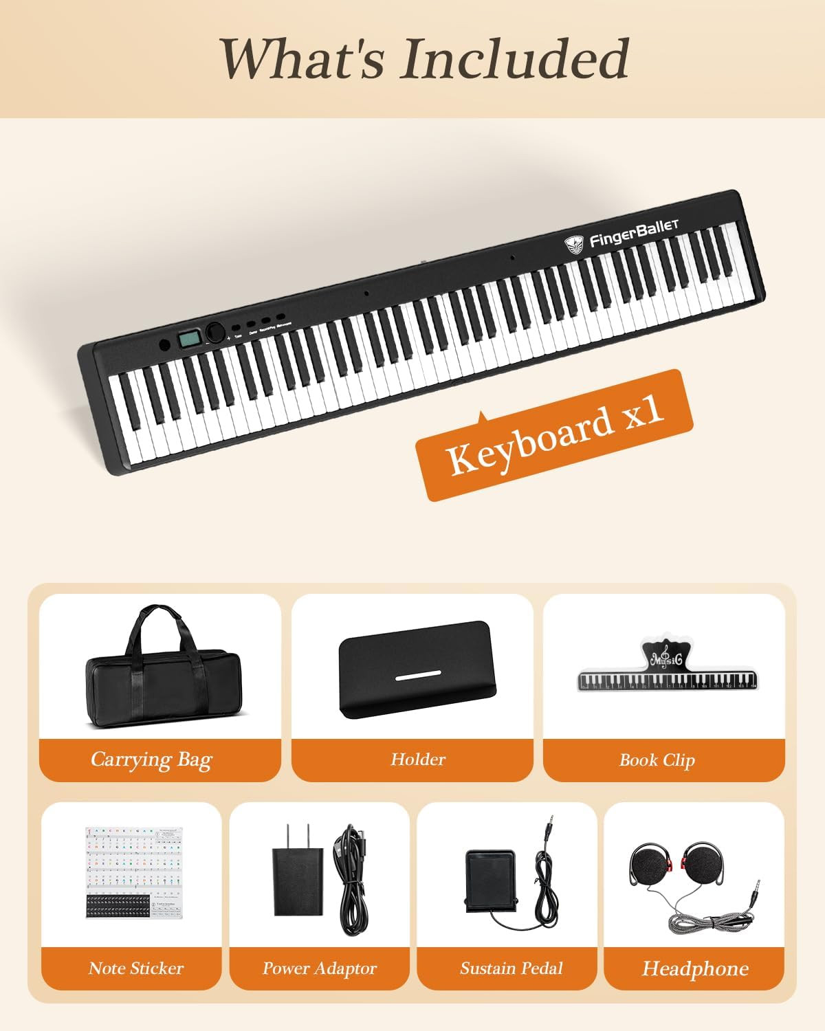 88 Key Folding Digital Piano Semi Weighted Portable w/ MIDI Bluetooth
