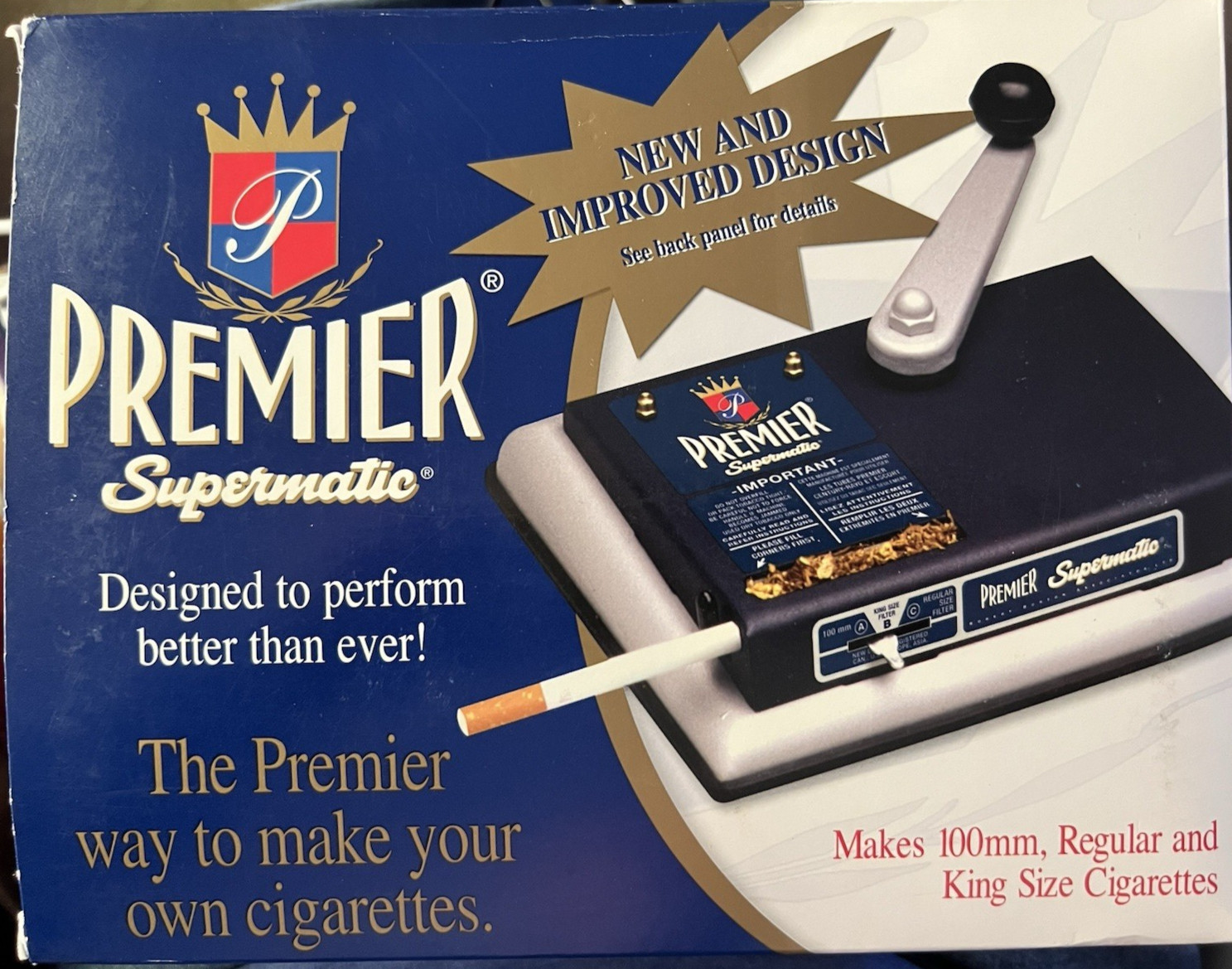 Premier Supermatic Cigarette Roller w/Orig Box & Ops Instructions Untested