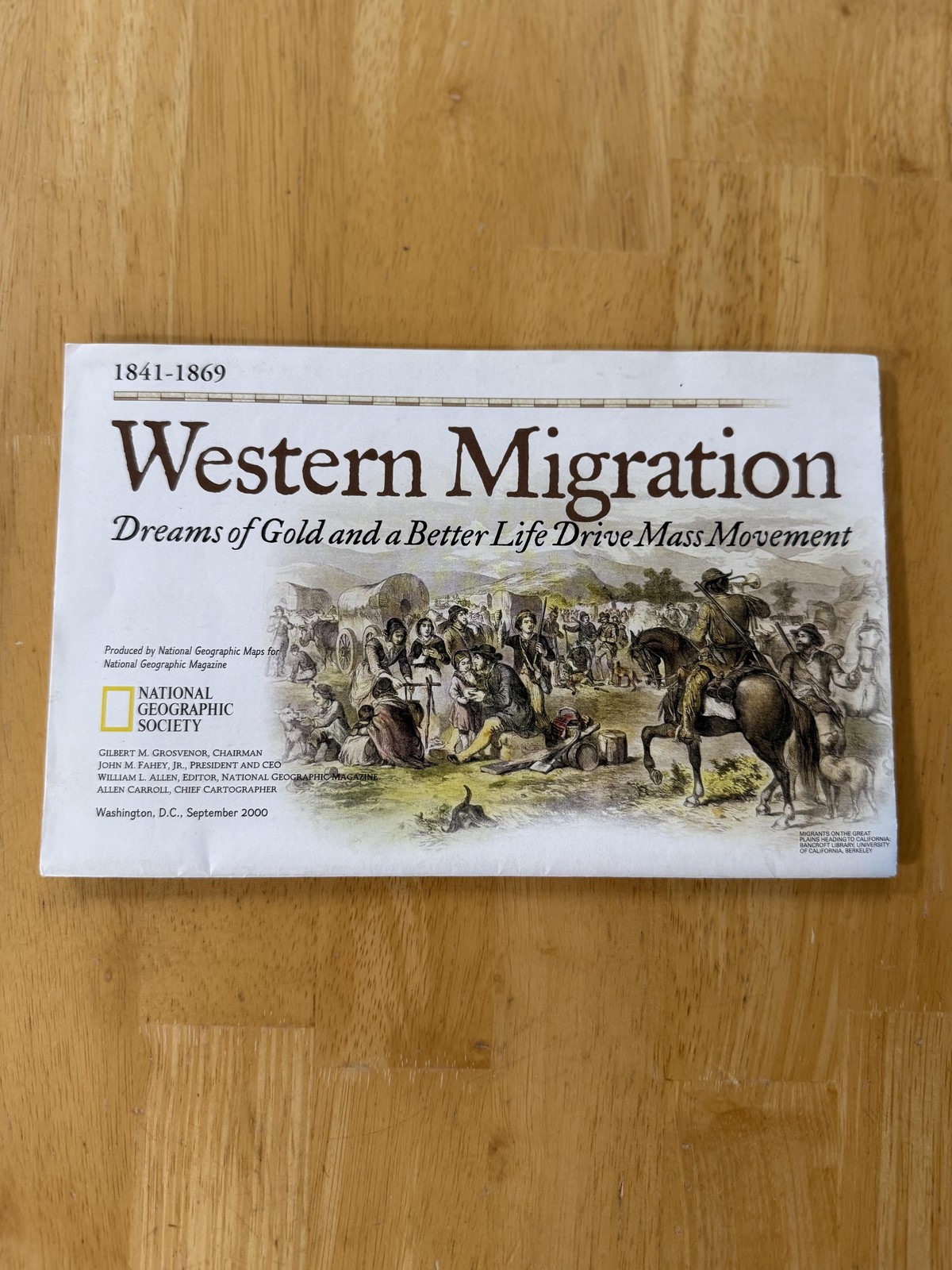 Vintage 2000 National Geographic Western Migration Map Folded Brochure USA