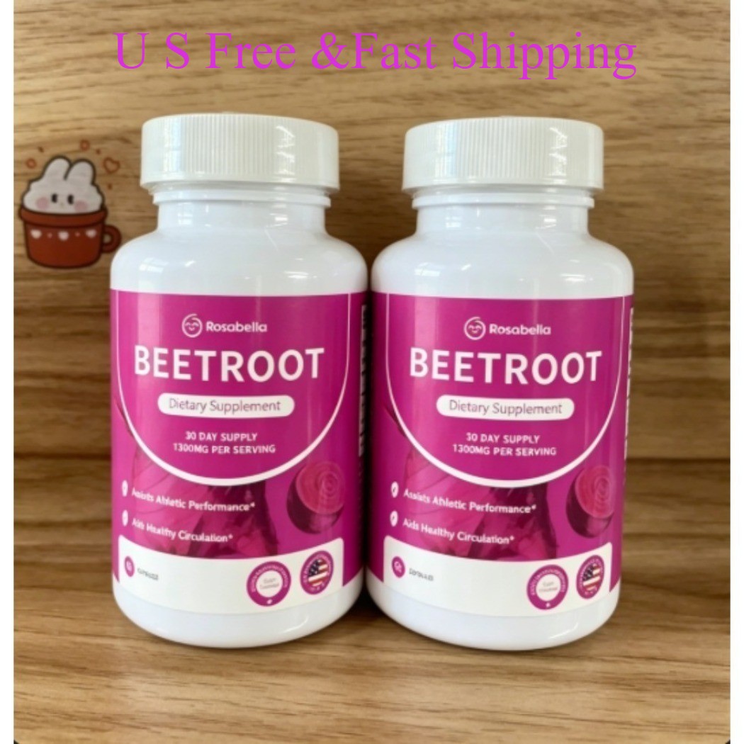 2 Pack NEW Rosabella Organic Beetroot 1300mg 60 Vegetarian Capsules Supplement