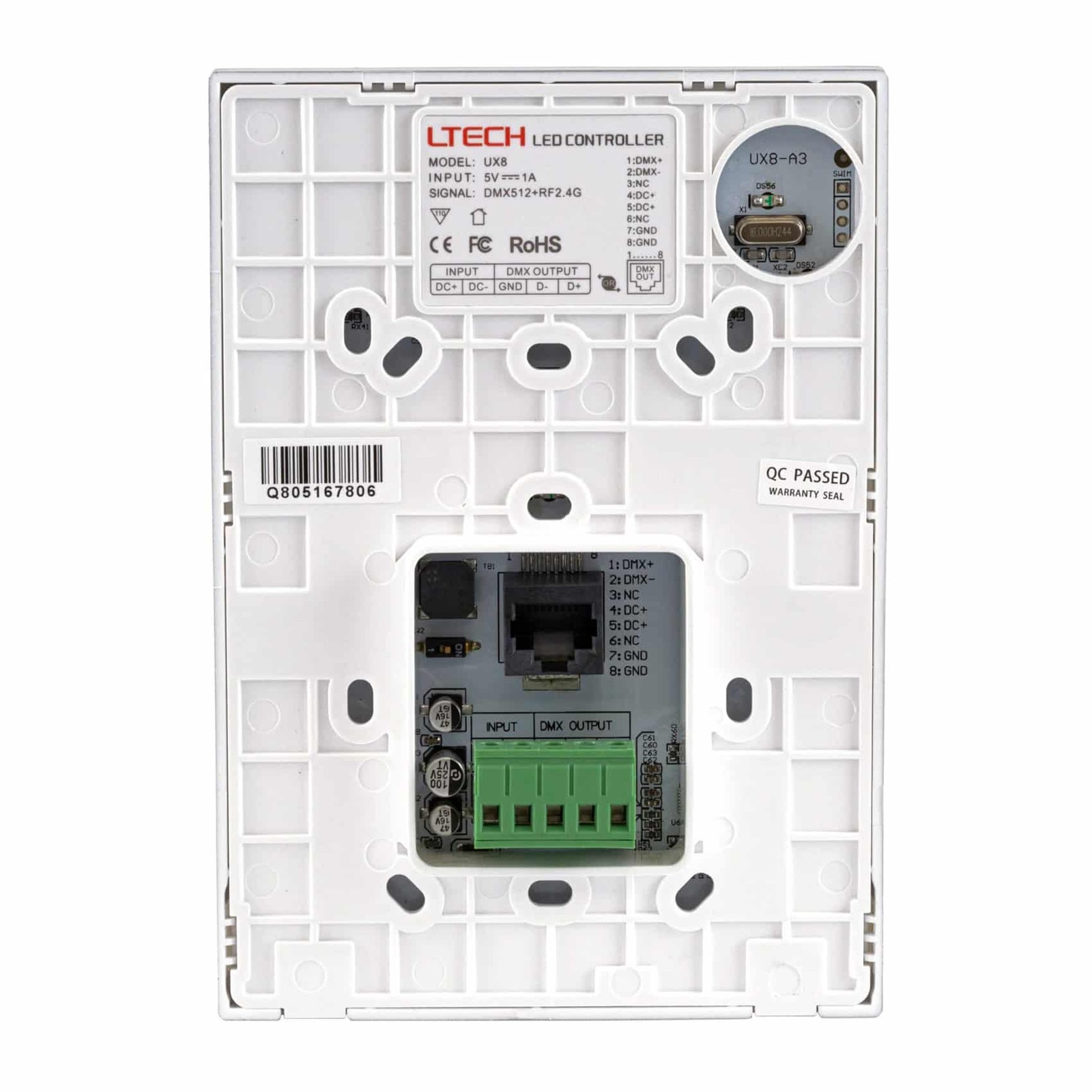 LTech UX8 Touch Panel, Wireless DMX RGBW Wall Mount LED Controller (Open Box)
