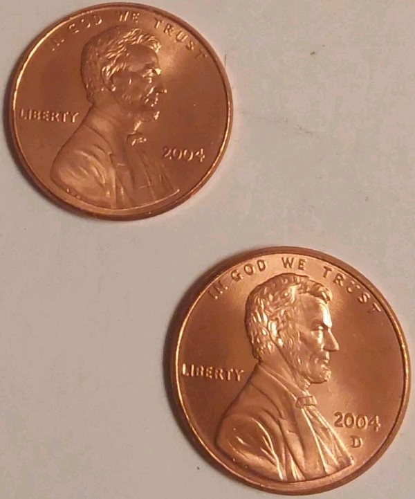 2004 Phily & Denver Lincoln Memorial Red Cent Uncirculated 2 Coin Set Free Post