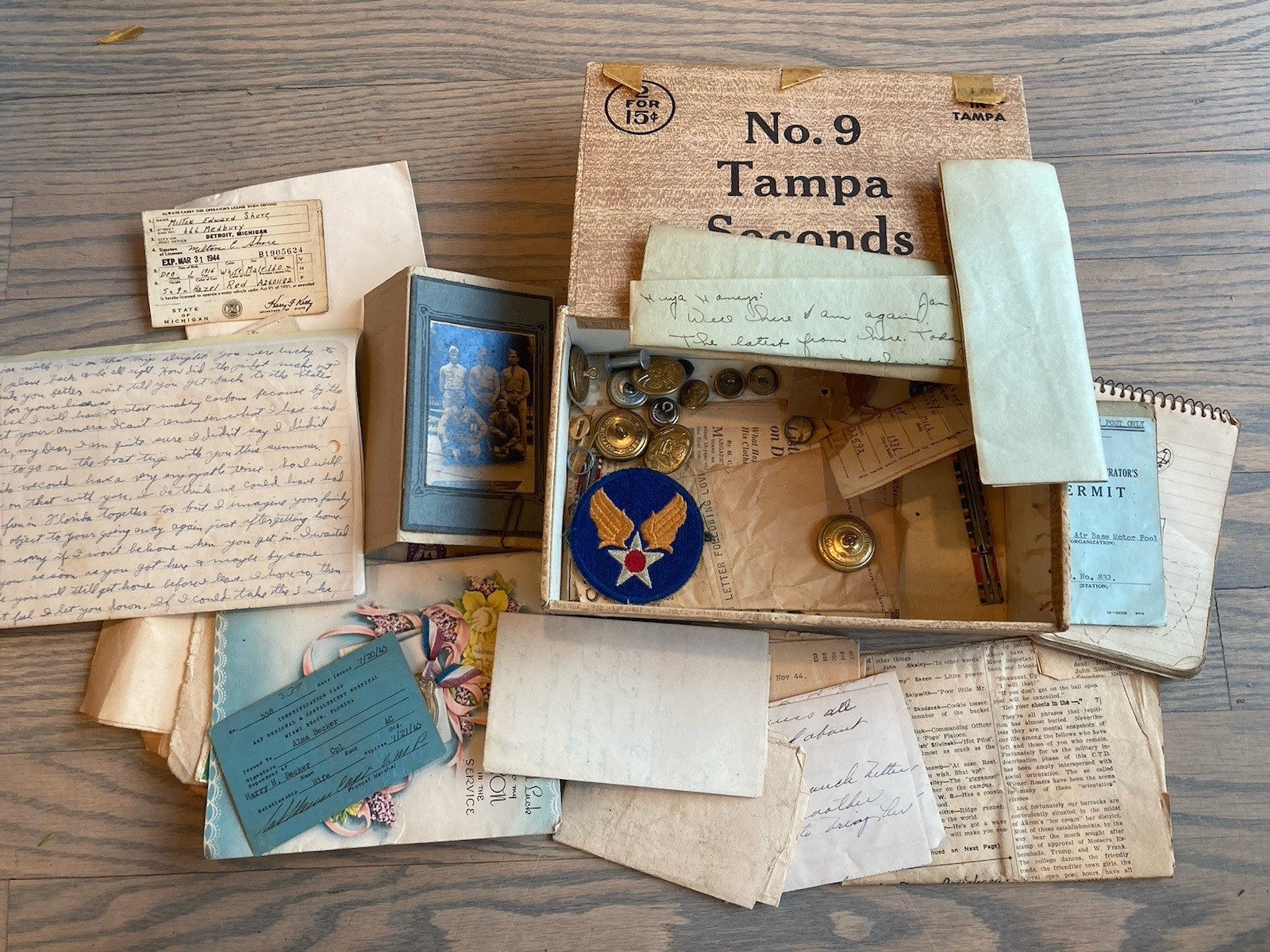 WW2 US Army Air Force Lot Grouping Ephemera Medals Ribbons Photographs Named