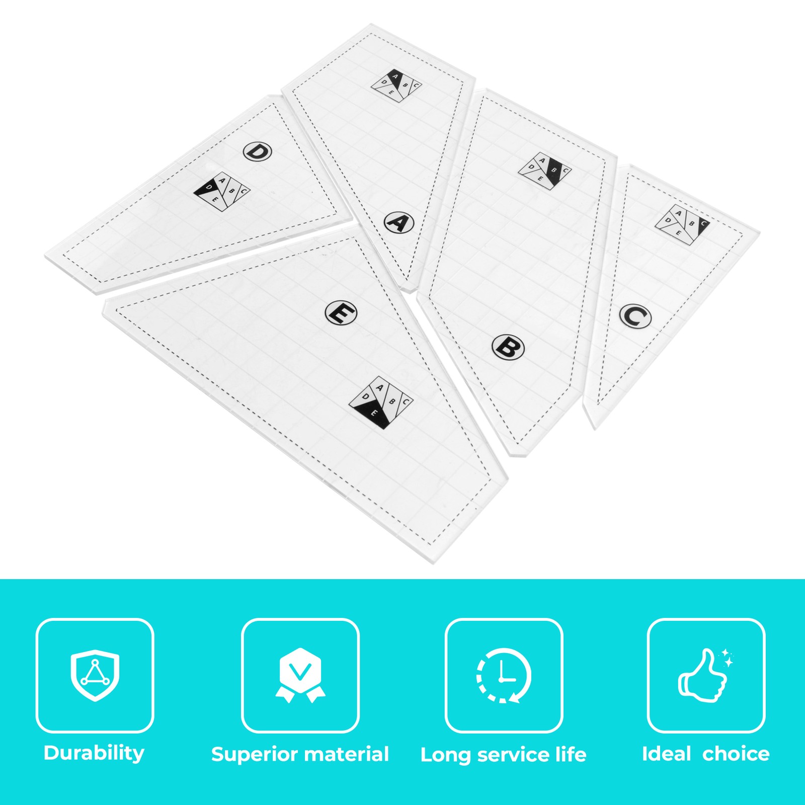5Pcs Quilting Cutting Template Grids Crazier Eights Template Quilt Ruler7627