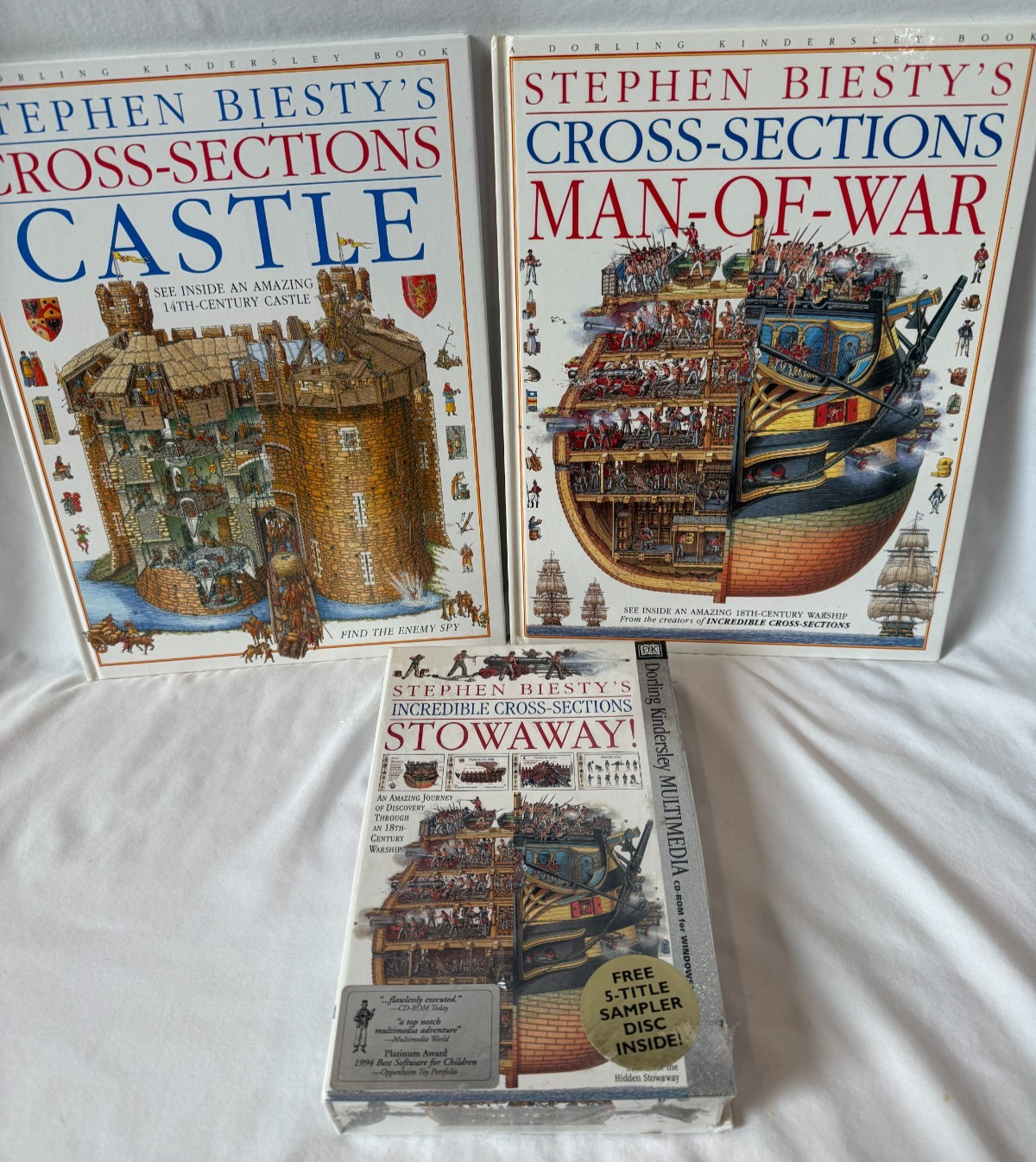 SEALED Stephen Biesty's Incredible Cross-Sections Stowaway CDROM PC +2 Book Lot!