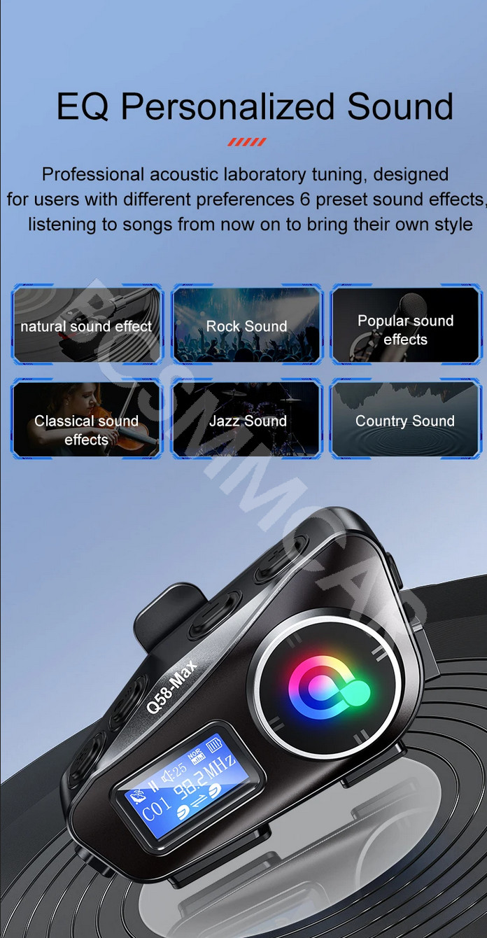 Motorcycle Intercom Helmet Bluetooth Headset LCD Display Screen Waterproof