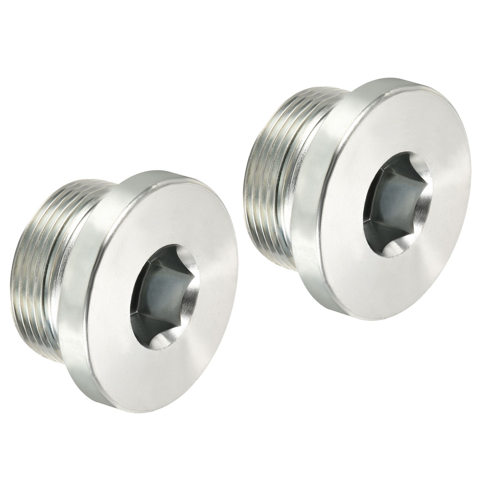 M30*1.5 Hex Head Pipe Fitting Plug, 2 Pack Male Thread 45# Steel Plug