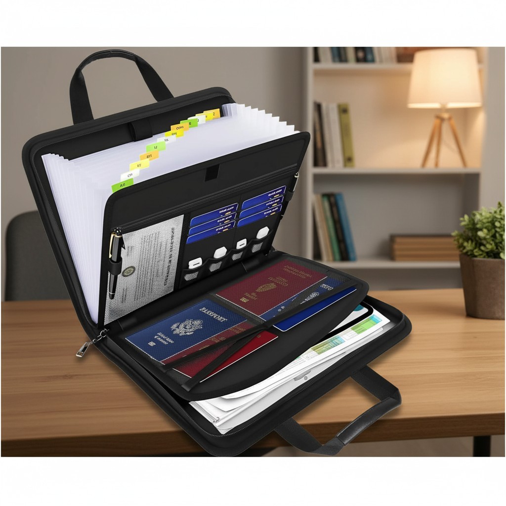 Important Document Organizer with Handle, Fireproof Accordion File Organizer wit