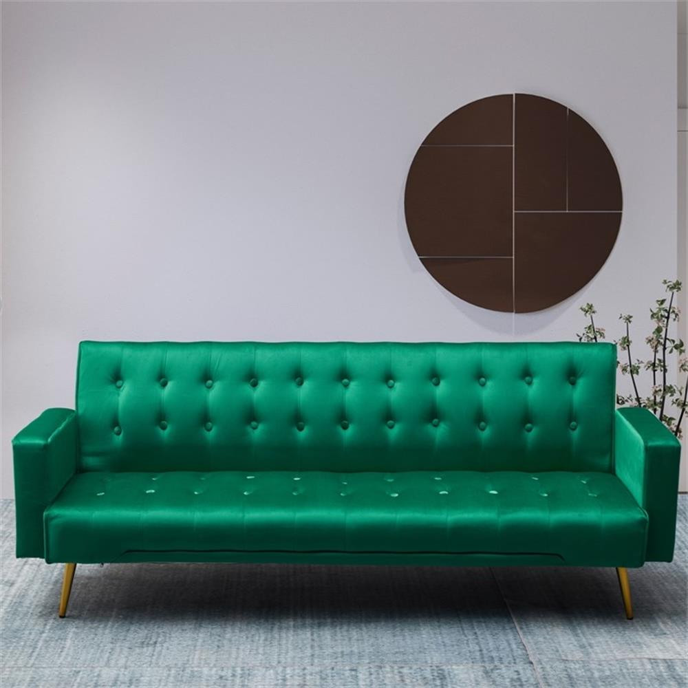 Kingway Furniture Jeffery Velvet Convertible Sofa in Green
