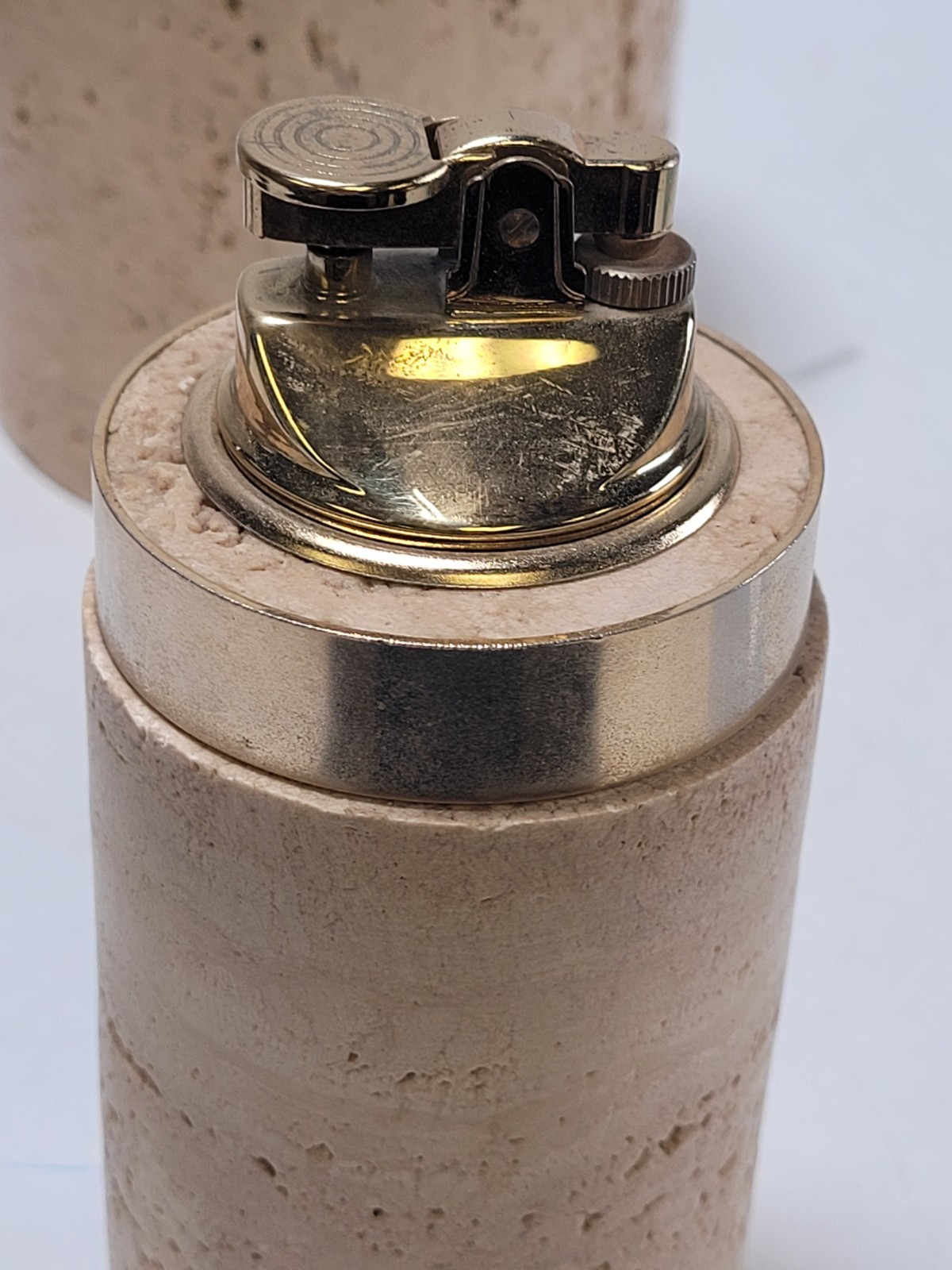 Travertine Cerri Nestore Lighter And Holder Made In Italy