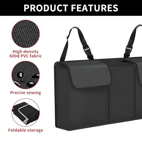Car Trunk Organizer, Backseat Hanging Large Storage with Adjustable Black