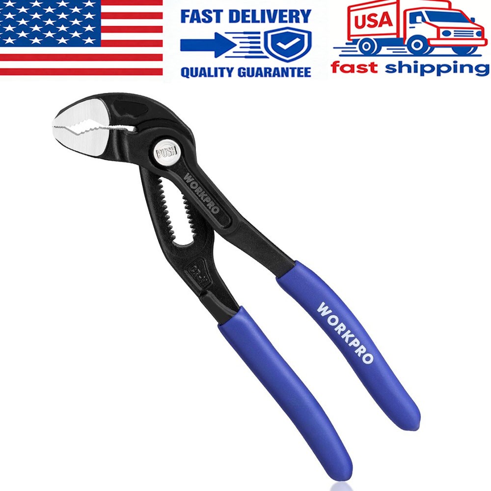 WORKPRO 7" Water Pump Plier Quick Release Groove Joint Pliers 42mm Wide Opening