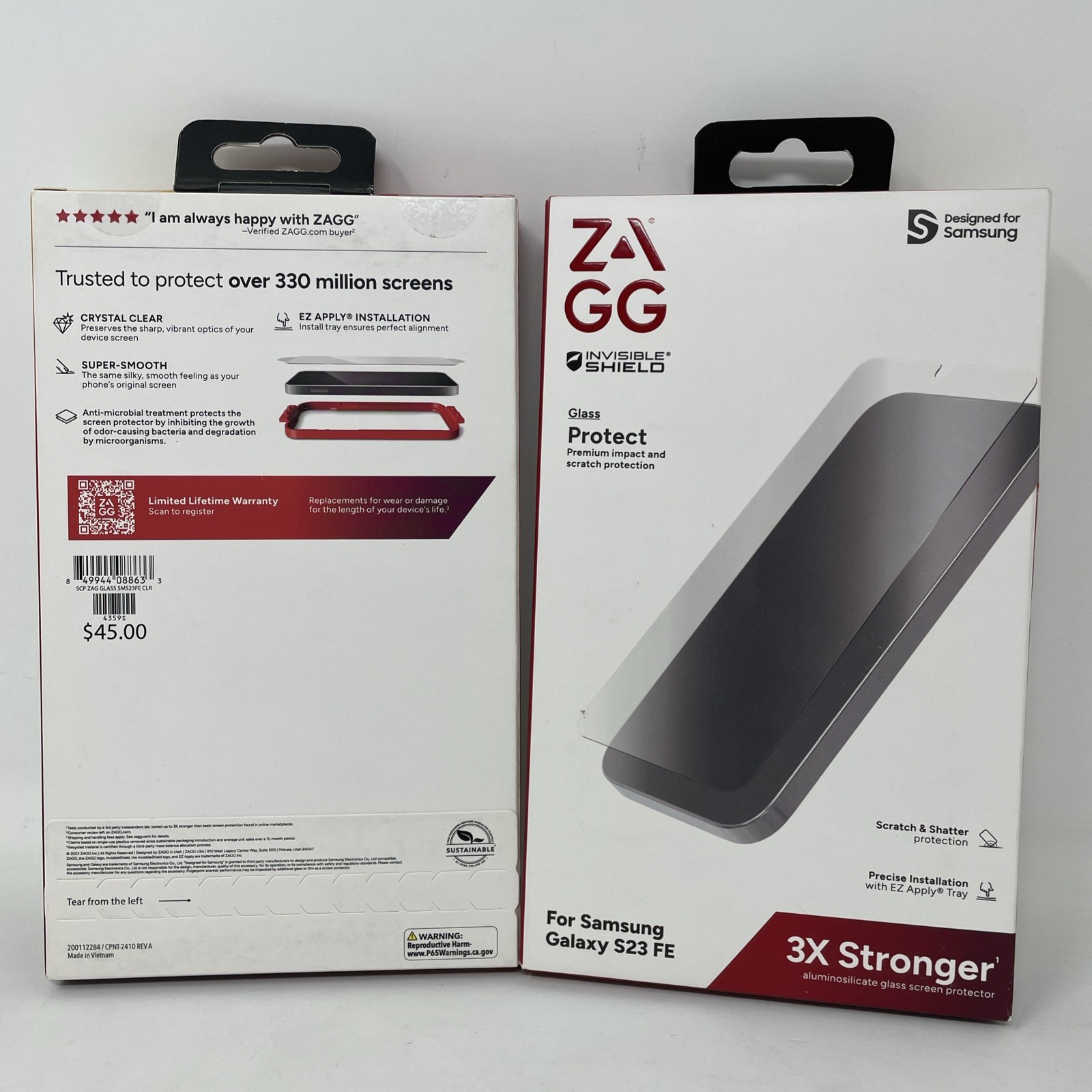 2x ZAGG Invisible Shield Glass Screen Protector for Samsung Galaxy S23 FE