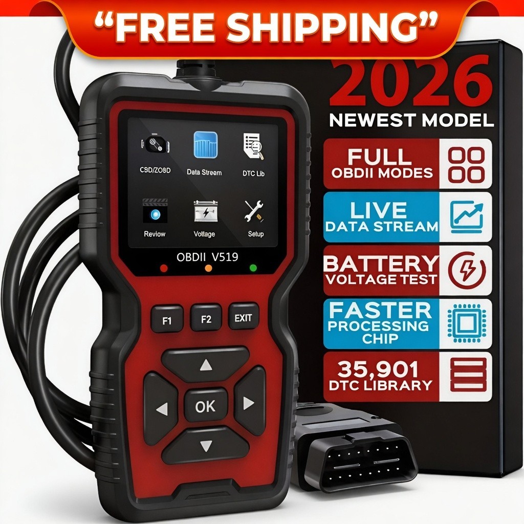 Professional OBD2 V519 Scanner - 2026 Upgraded OBDII + CAN Code Reader US