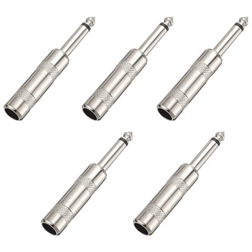 Audio 1/4" TS Plug, 5 Pack 6.35mm TS Mono Plug Heavy Duty Mono Male Solder