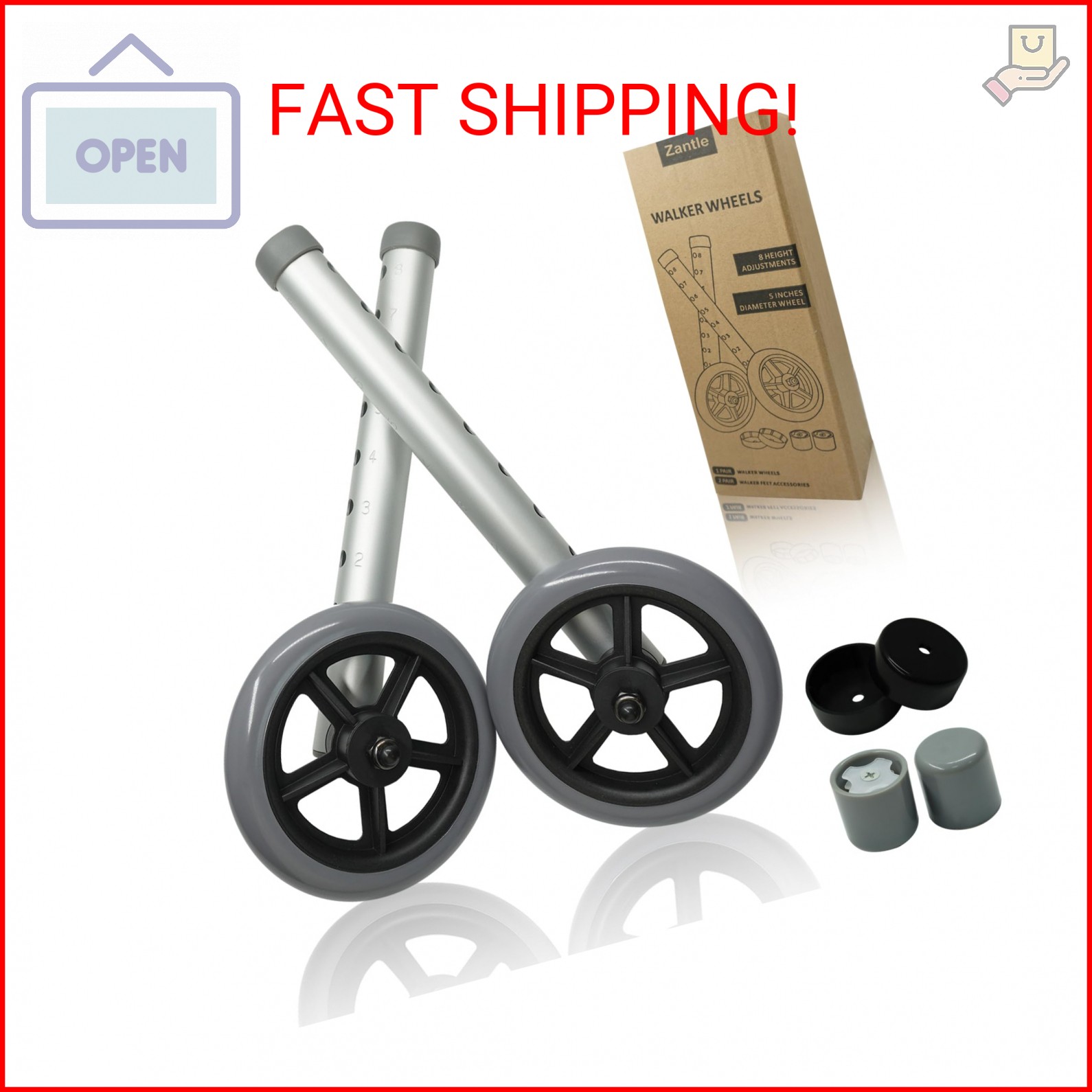 Zantle Walker Wheels Replacement - 5 Inch, Wheels for Walkers for Seniors 1 Pair