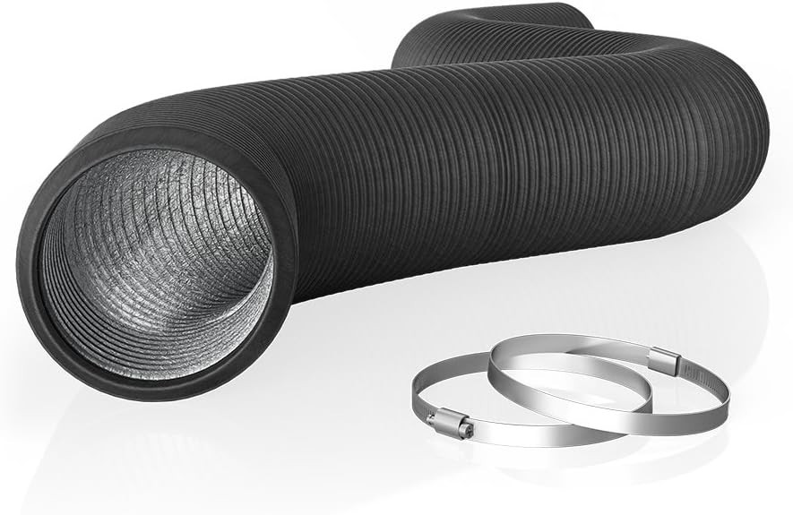 4-Inch Aluminum Ducting, 25-Feet Long - Includes Stainless Steel Clamps