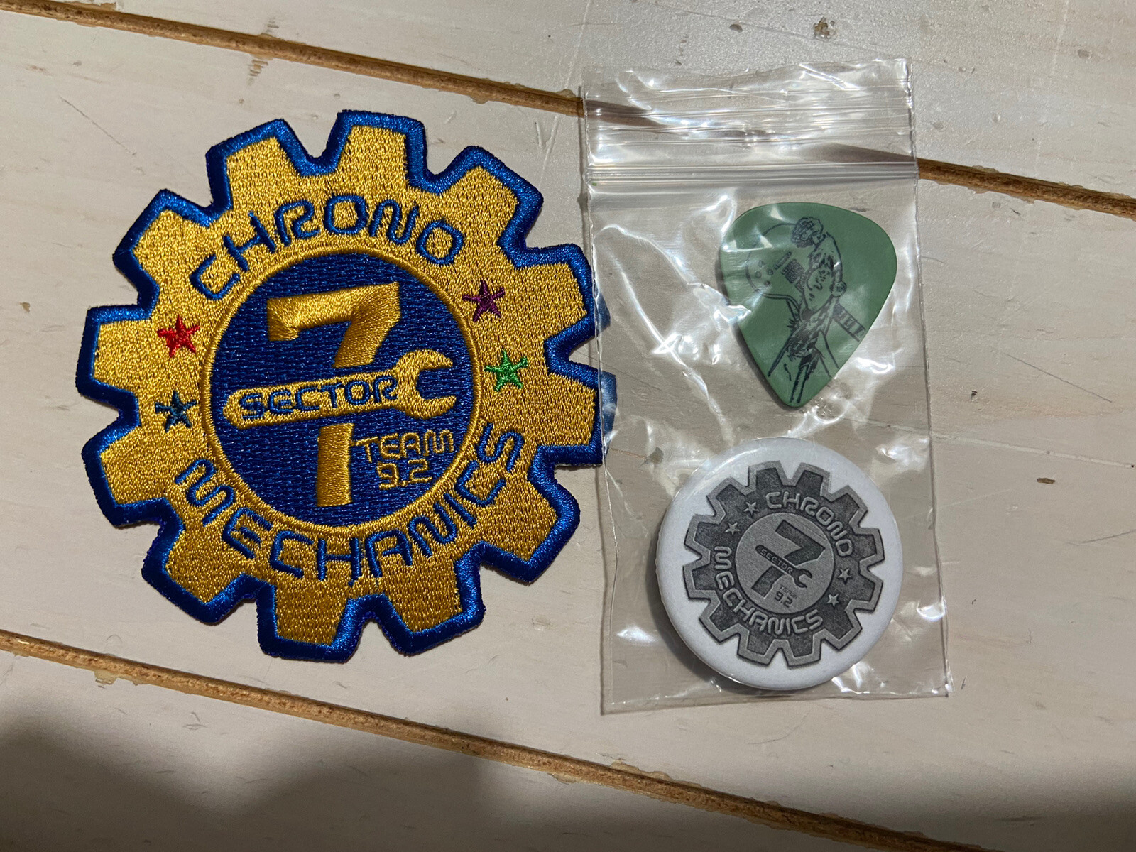 Chrono Mechanics Comic Merch - Patch, Pin, Guitar Pick