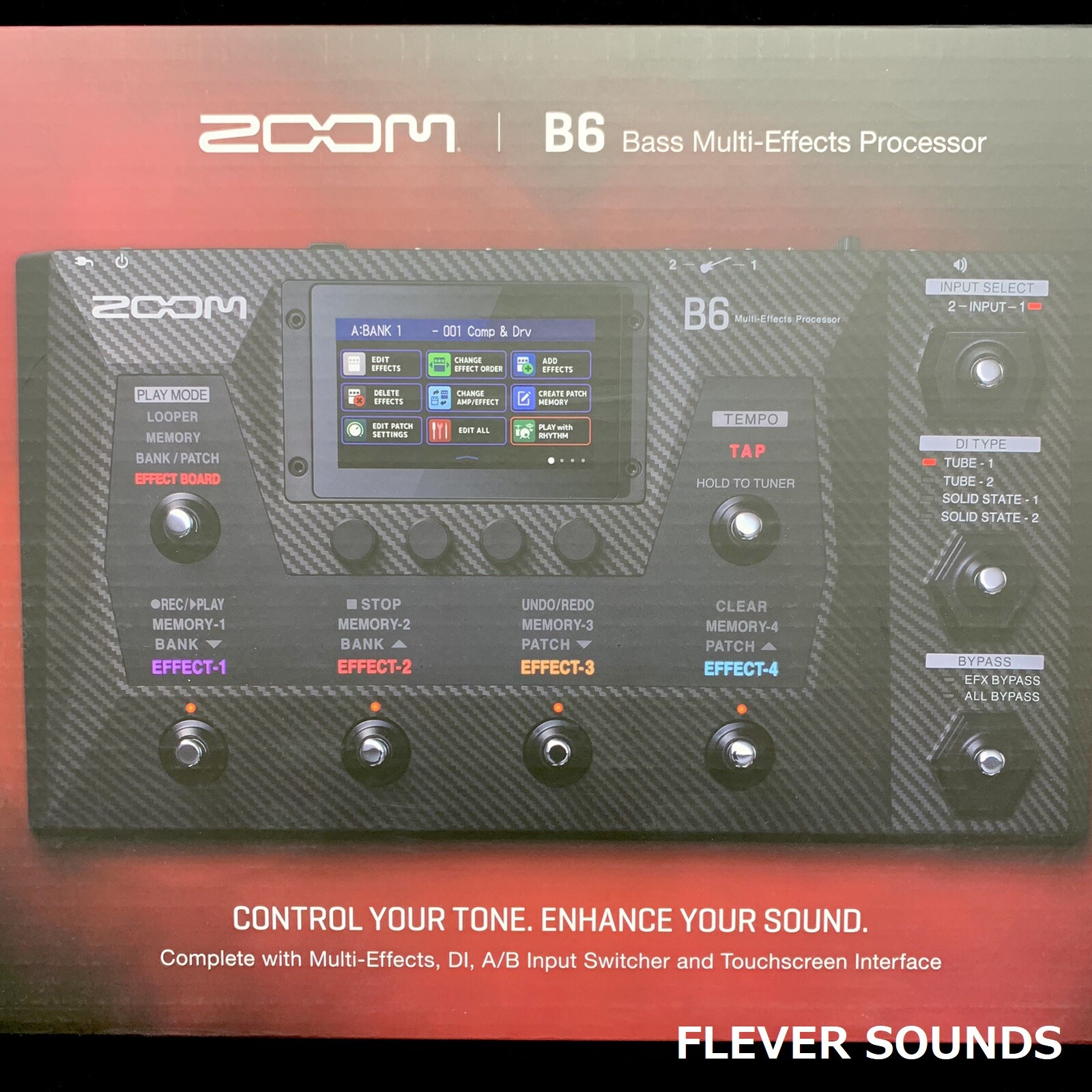 Zoom B6 Bass Guitar Multi-Effects Pedal Processor DI Modeling Capabilities