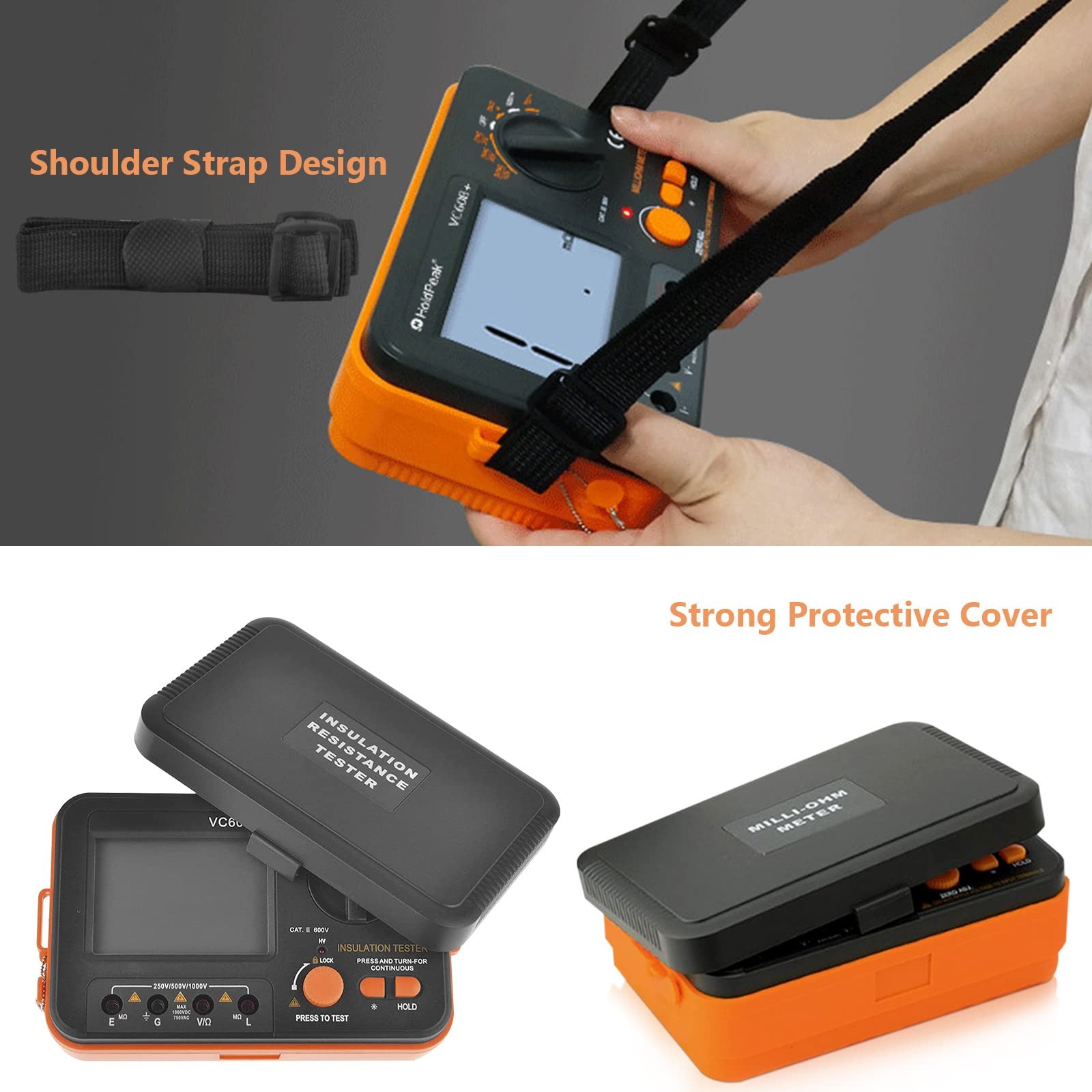 Digital Insulation Resistance Tester 1999 Counts Megohmmeter AC DC Black