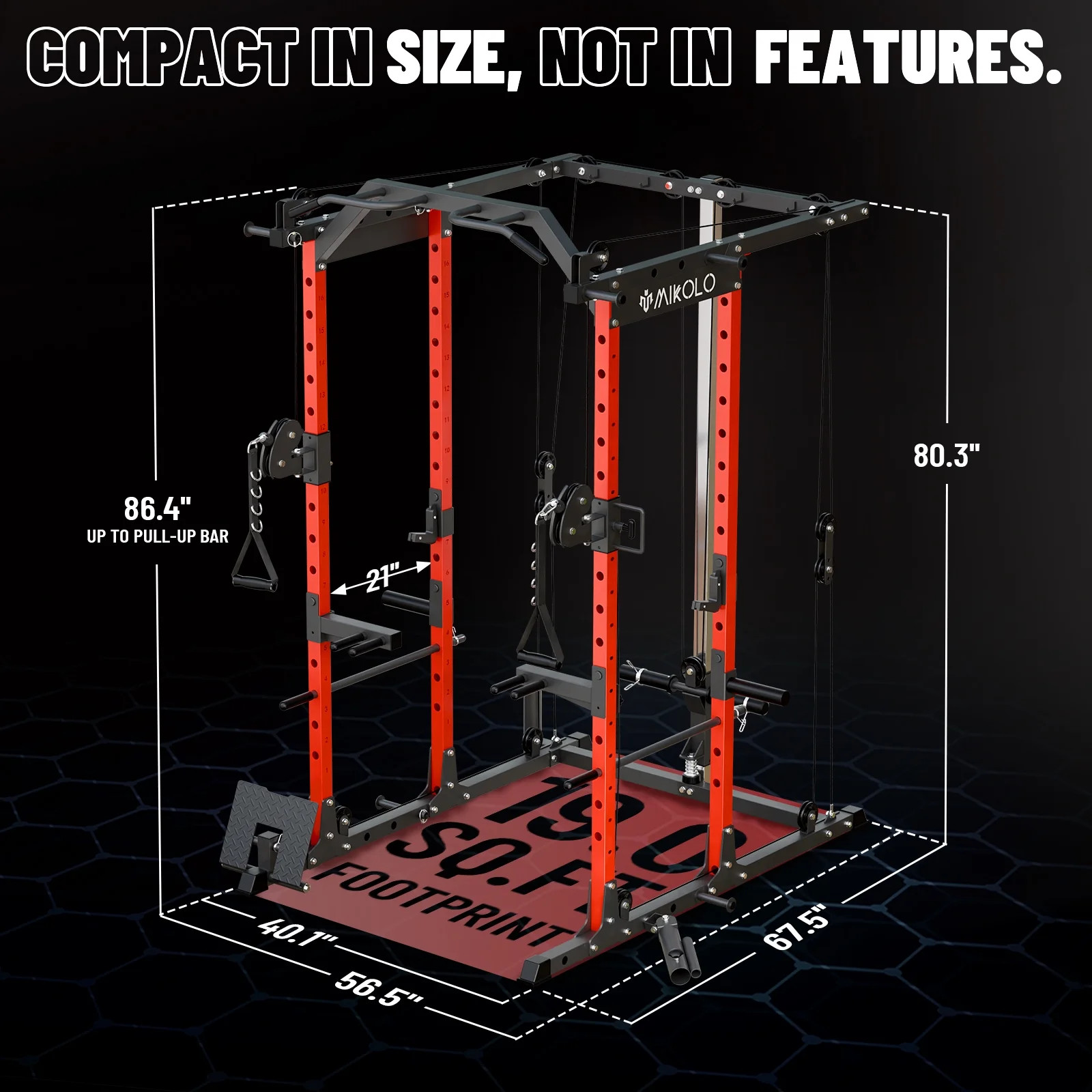 Power Rack Cage, Weight Rack with Cable Crossover Machine,Multi-Function Squa...