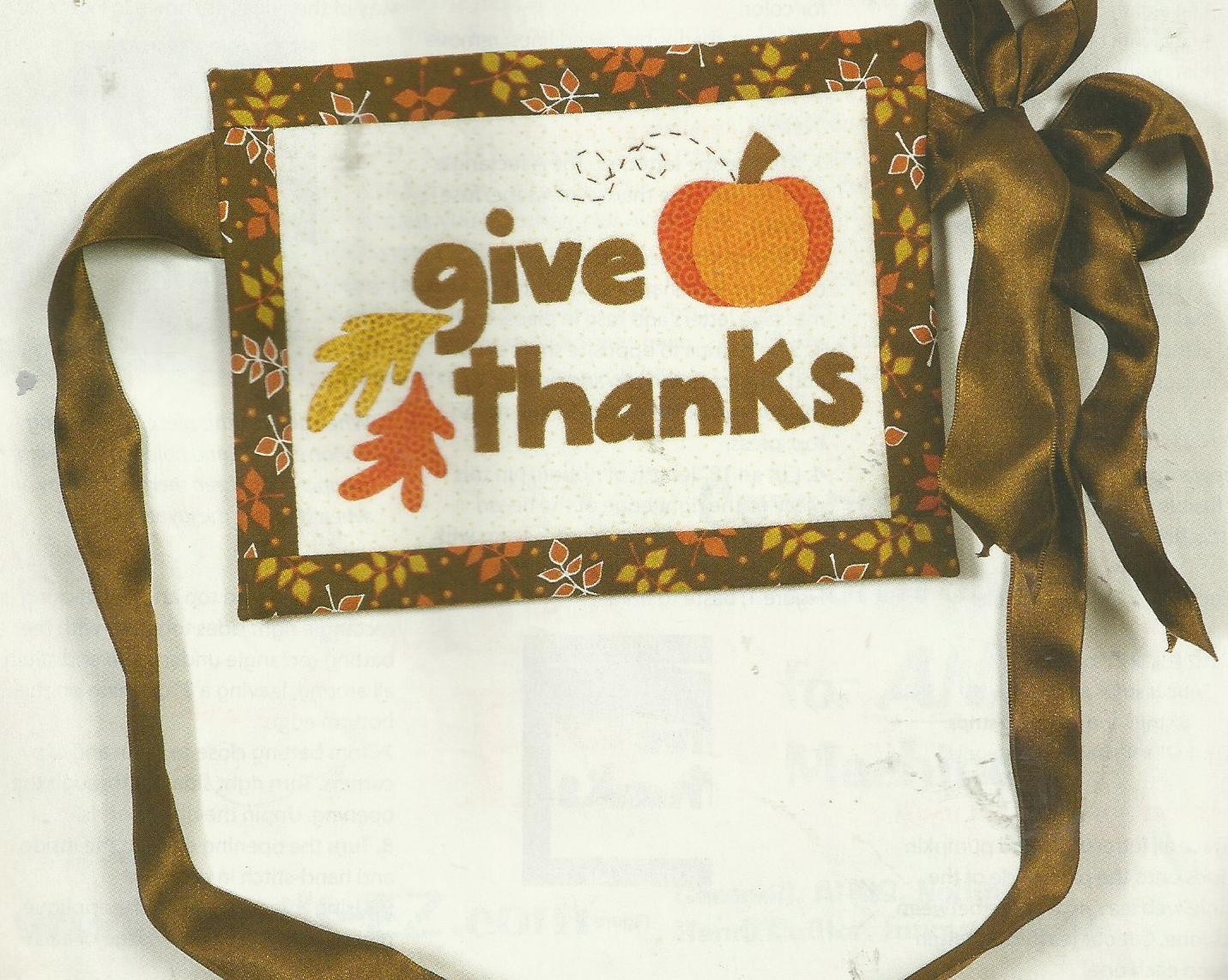 F0062 GIVE THANKS TIE ON & JOY QUILT PATTERN/INSTRUCTIONS