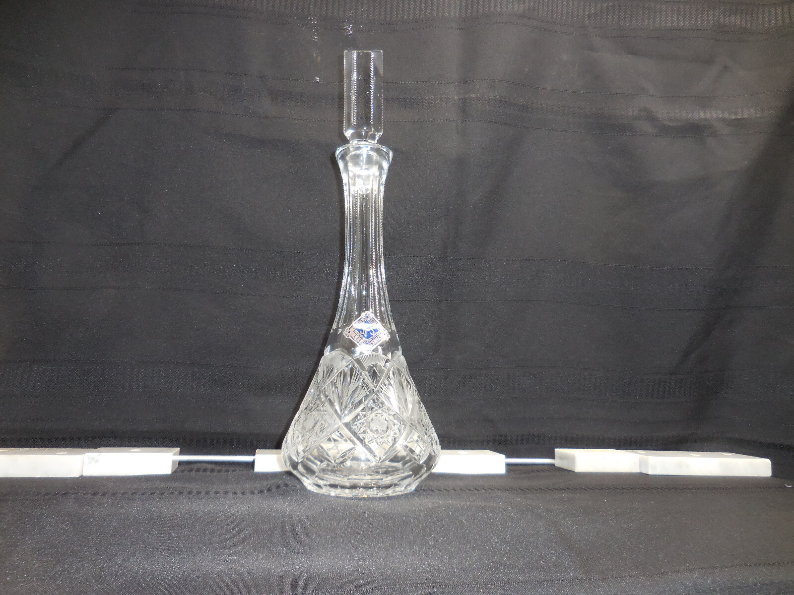 Whiskey/Wine JFS Hand-Cut Czechoslovakian Lead Crystal Decanter and Stopper