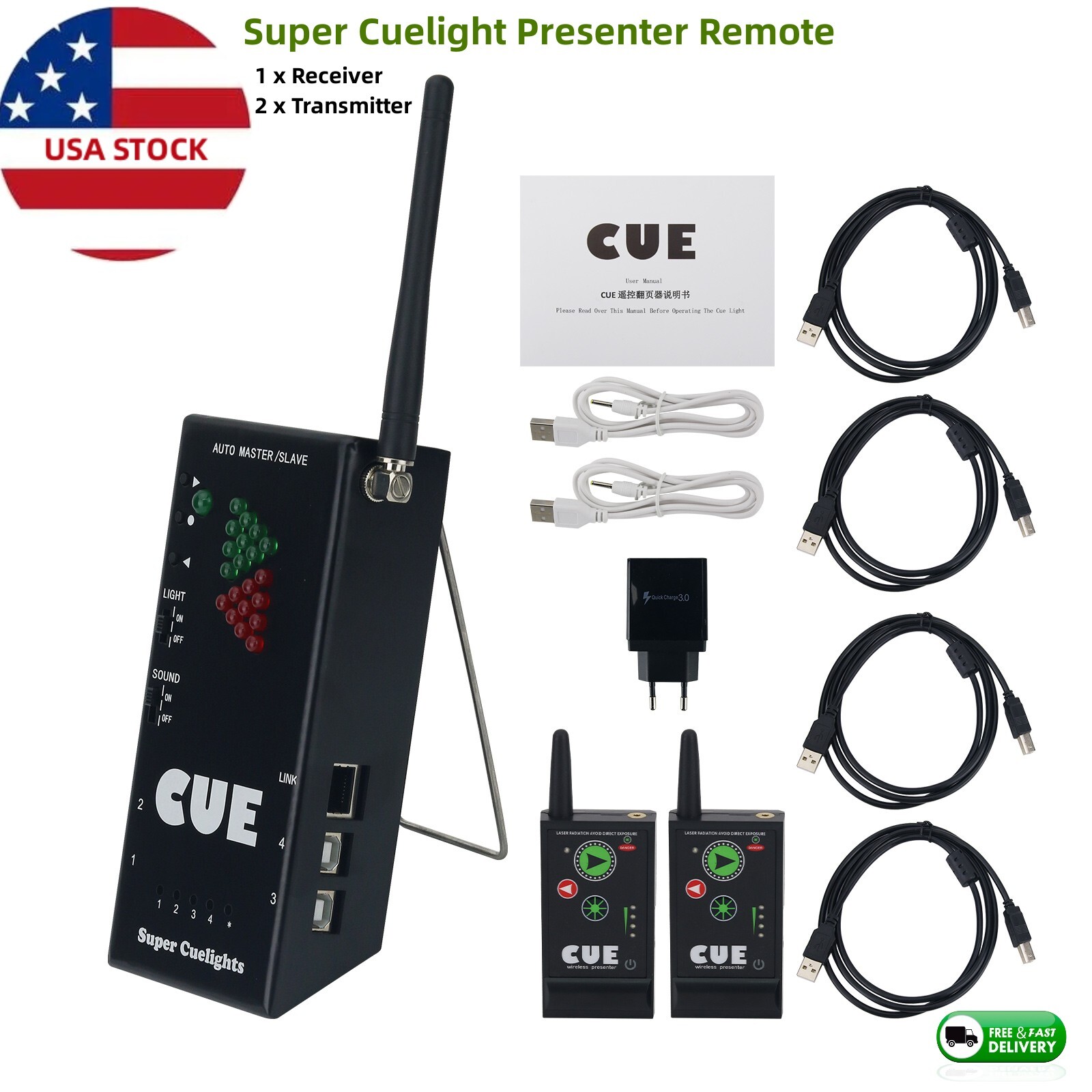 Super Cuelight Presenter Remote Receiver and Transmitters for PowerPoint (USA)