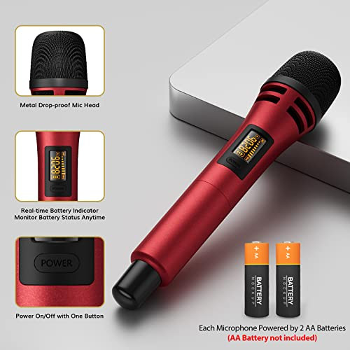 Wireless Microphones, UHF Dual Karaoke Microphone System, Microfonos