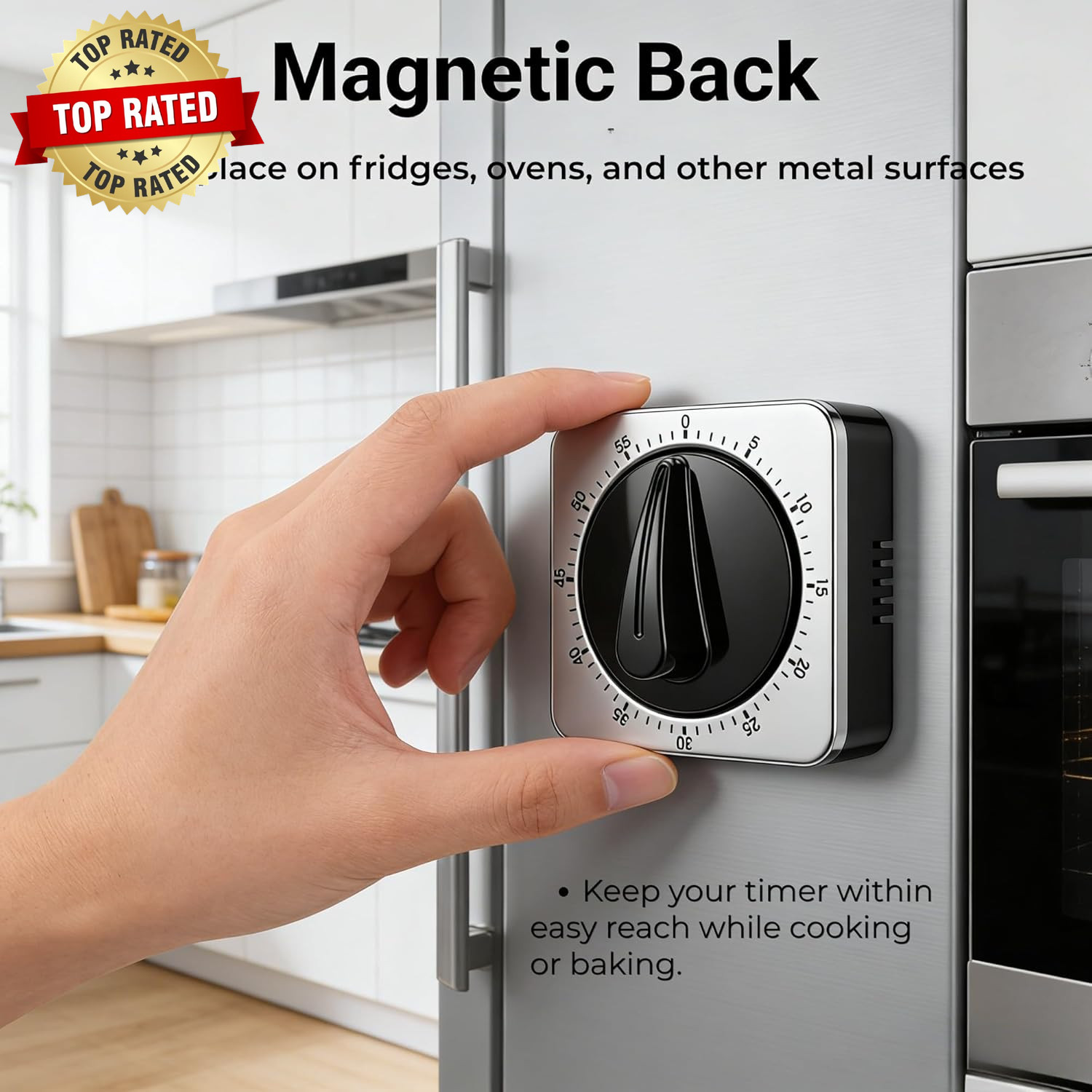 Kitchen Timers for Cooking, Mechanical Wind up Timer with Loud Ring, Magnetic Ba