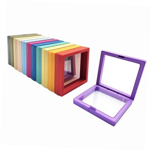 12PCS 3D Floating Frame Display Stand, Jewelry Box, 3.54 * 3.54 Multicolour
