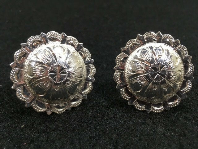 Conchos - Hansen - 2 piece - saddle concho - wood screw - Silver Plate  (C59)