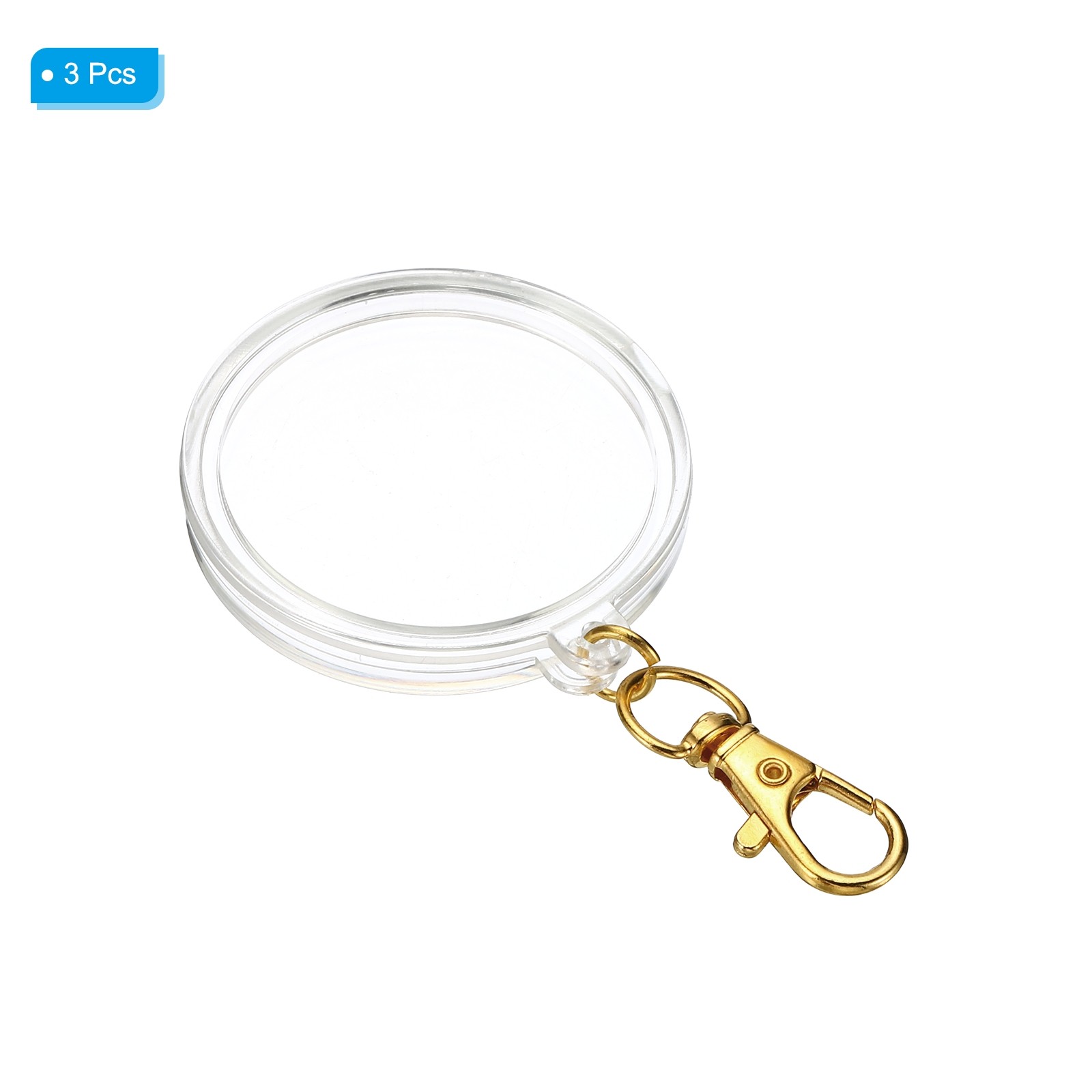 Plastic Coin Holder Keychain, Coin Case with Key Ring Buckle, Golden 3pcs
