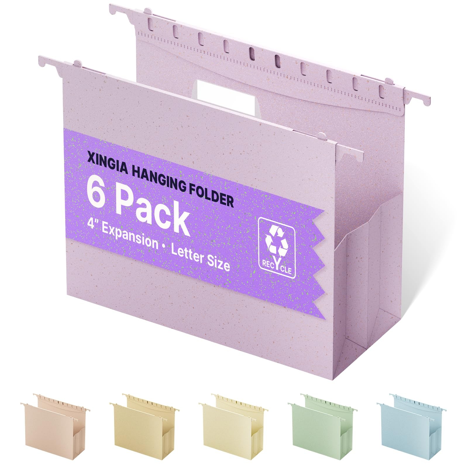 Letter Size Hanging File Folders, Expandable 4 Inch File Folders, 6 Pack Plas...