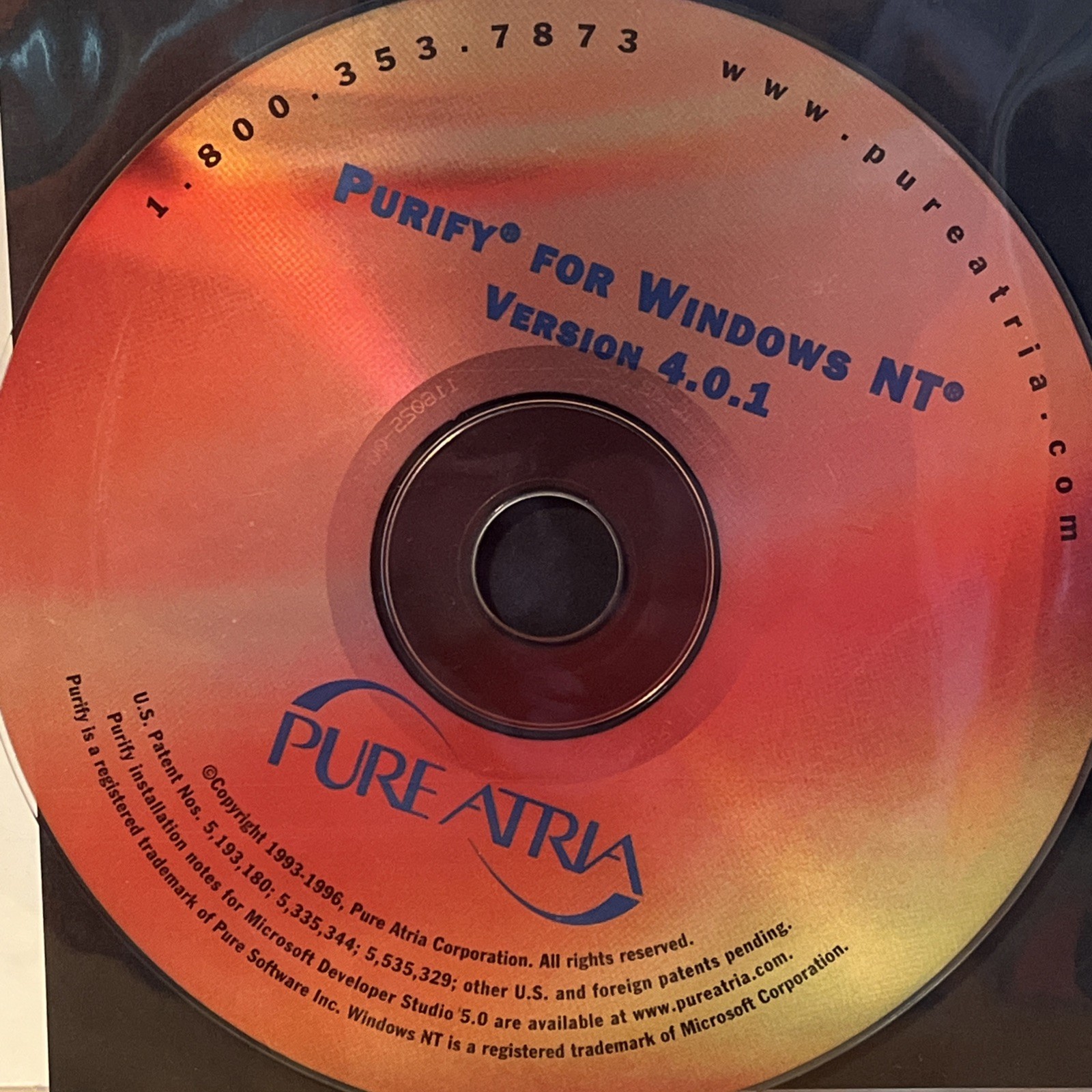 Vintage Purify For Windows NT Version 4.0.1 Pure Atria Software CD 1993-1996 NOS