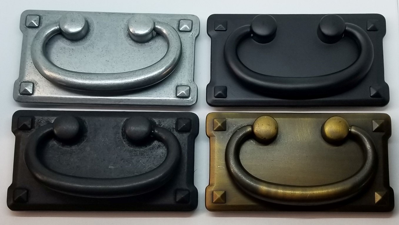 PEWTER SILVER DOUBLE Horizontal Mission Style Drawer Pull patina rustic antique