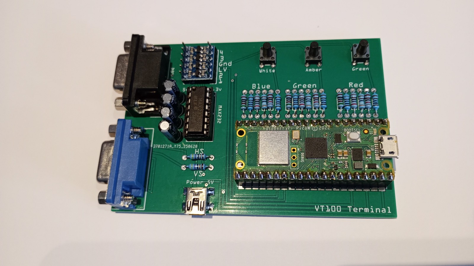 ANSI / VT100 / VT52 RS232 Serial Terminal Project Kit for Raspberry Pi Pico -Kit