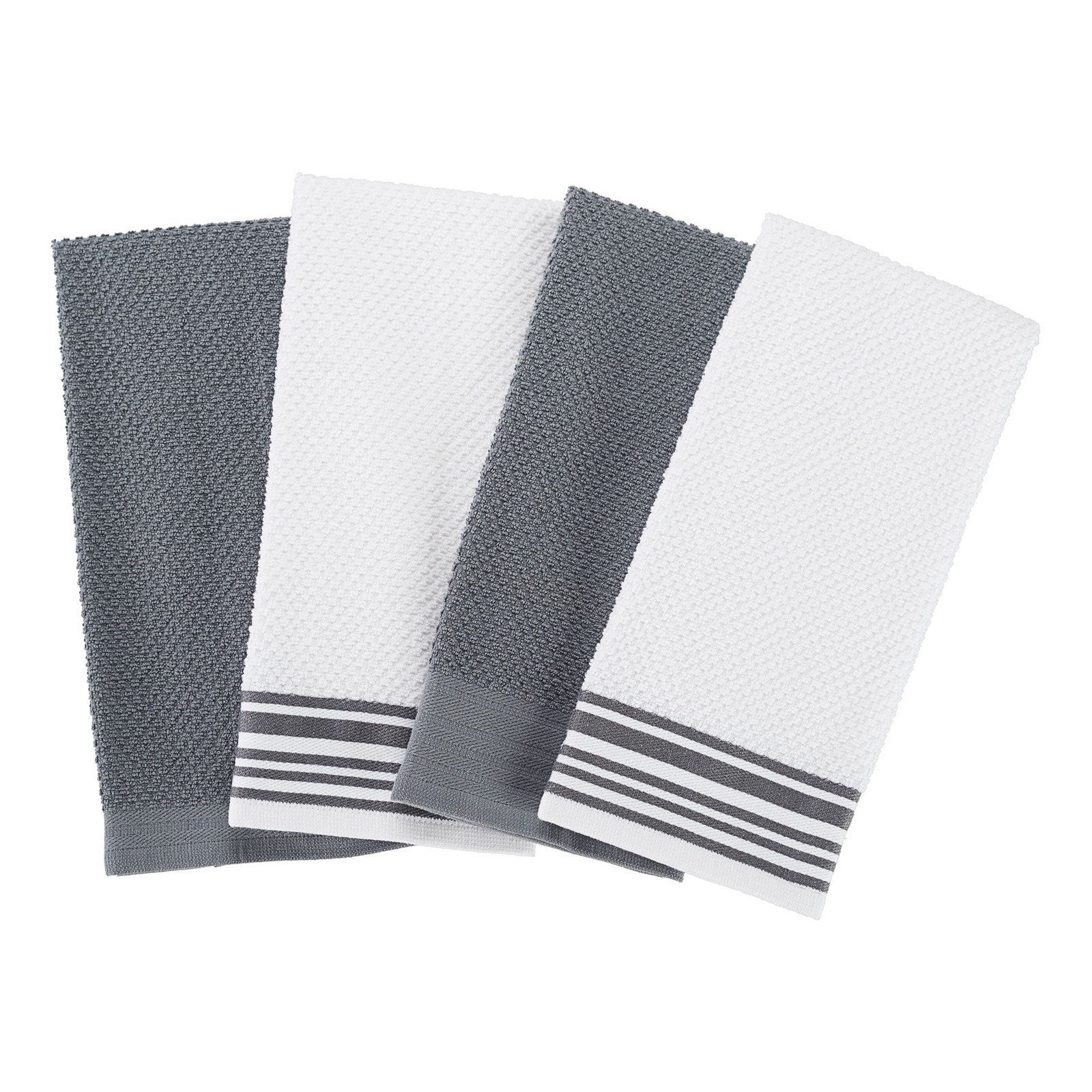 Mainstays Grey Woven Kitchen Towel Set - 4-Pack 16”x26”, Ideal for Kitchens