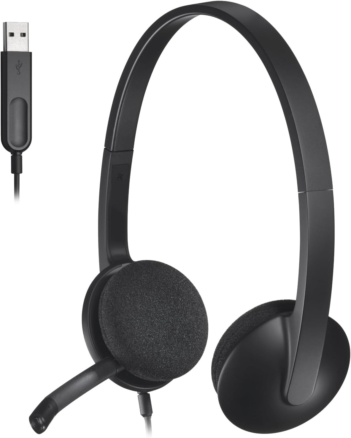 Logitech H340 USB Headset Stereo Wired Headband Music Calls Windows PC Mac Black