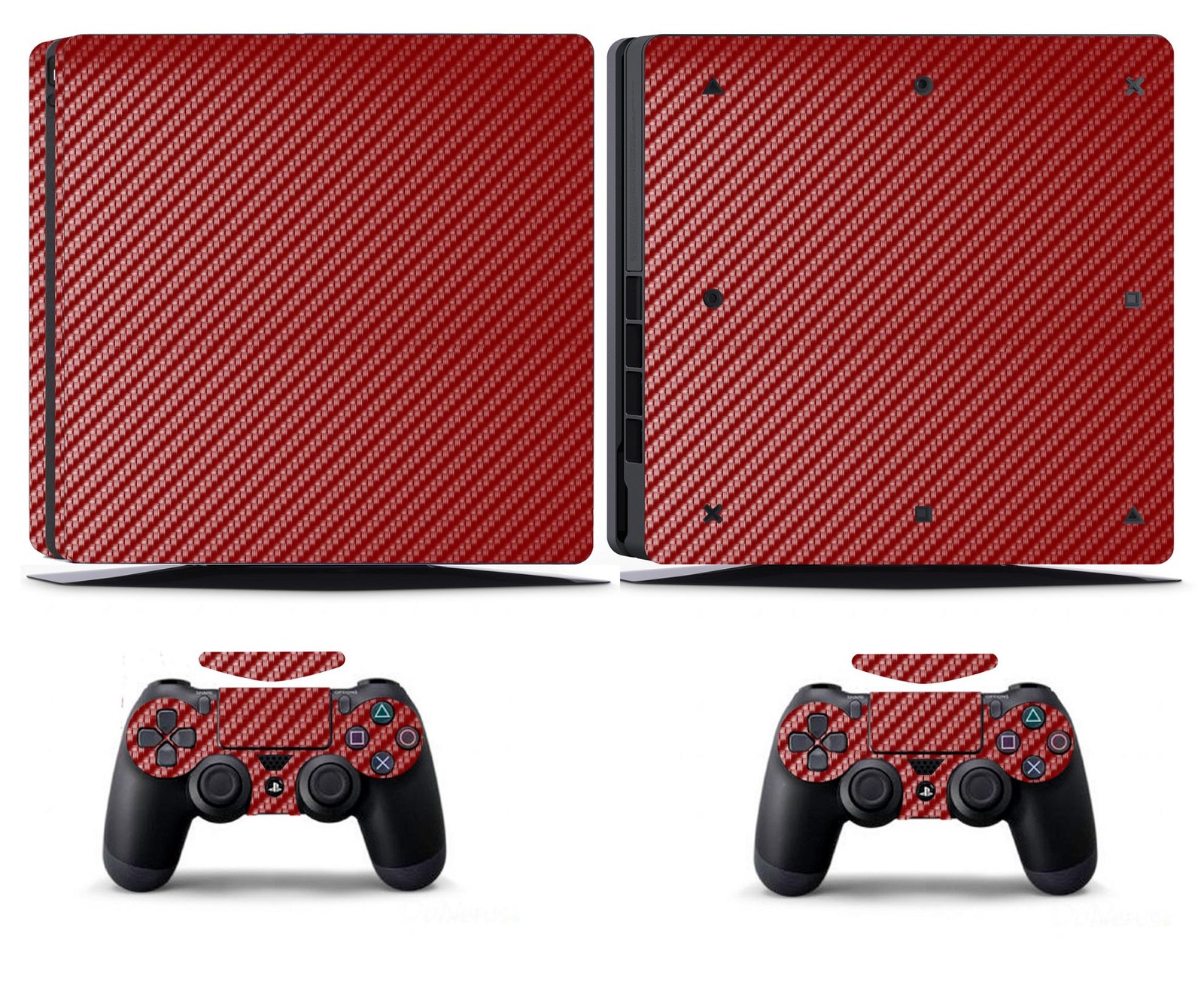 Red Carbon Fiber Vinyl Skin Sticker Cover for Sony PS4 Slim PlayStation 4 SLIM