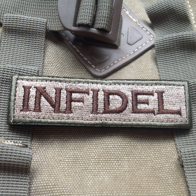 2PCS U.S. INFIDEL TACTICAL MILITARY USA ARMY ISAF BADGE SWAT HOOK LOOP PATCH TAN