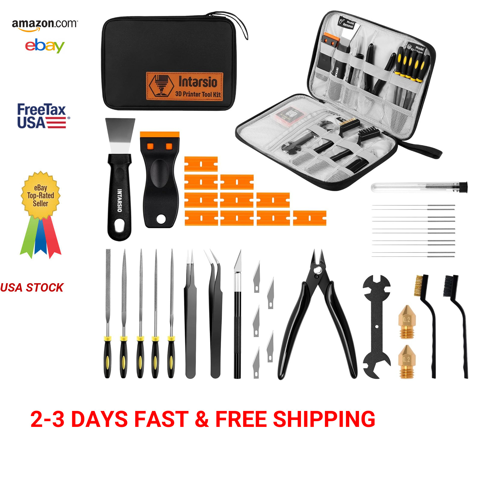 3D Printer Tools Kit 34pcs FDM SLA Includes Nozzle Cleaning Removal Scrapers