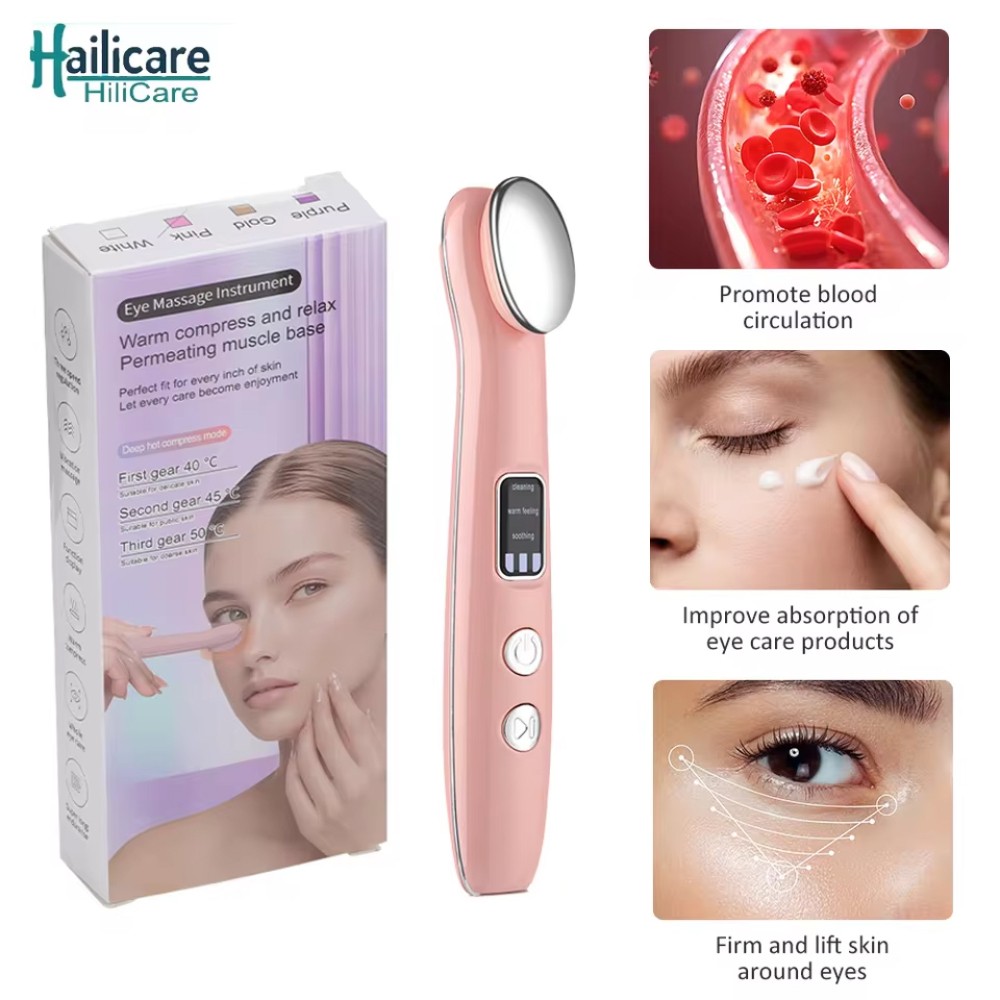 Eye Massager Wand Vibration Warm Compress for Dry Eyes, Dark Circles, Puffiness