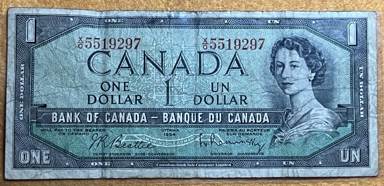 Canada 1954 $1 Dollar Banknote